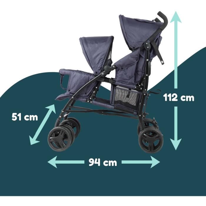 Poussette canne double BAMBISOL - 6-36 mois pour le siège avant