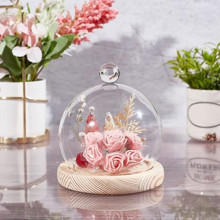 Cloche En Verre Avec Base - Dôme Transparent 12 Cm De Diamètre, Pour Vitrine, Déco, Mini Jardin