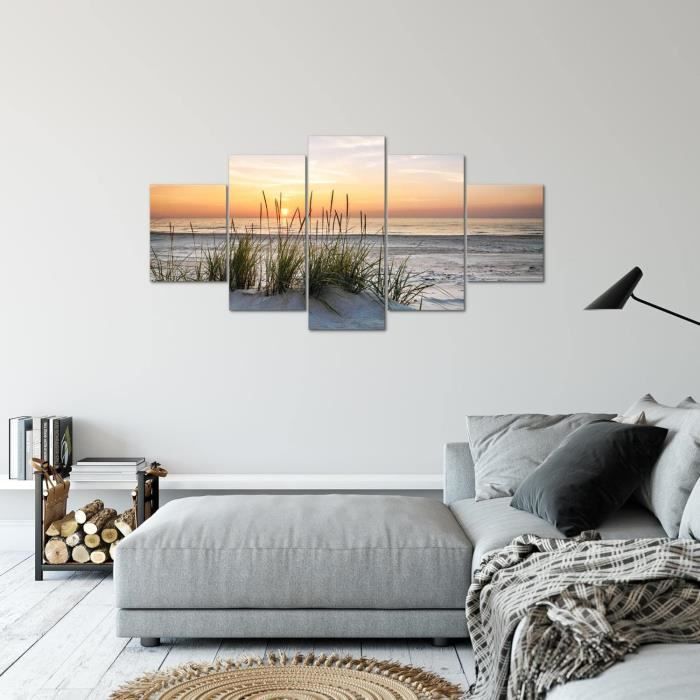 Plage Coucher De Soleil Tableau Murale Impression Sur Toile Intissee 5 ...