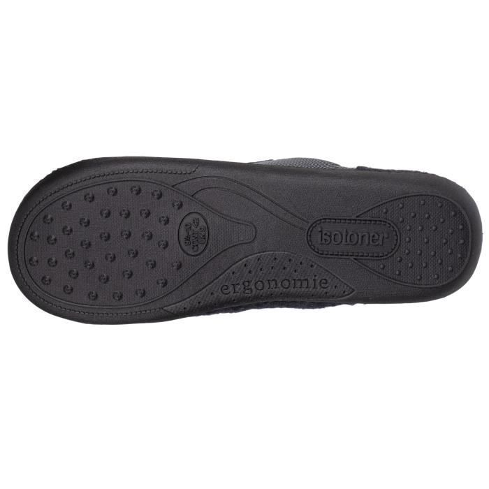 Chaussons Mocassins Homme Isotoner - Semelle Mémoire De Forme - Micro-velours Doux - Lavable Machine - Taille 46