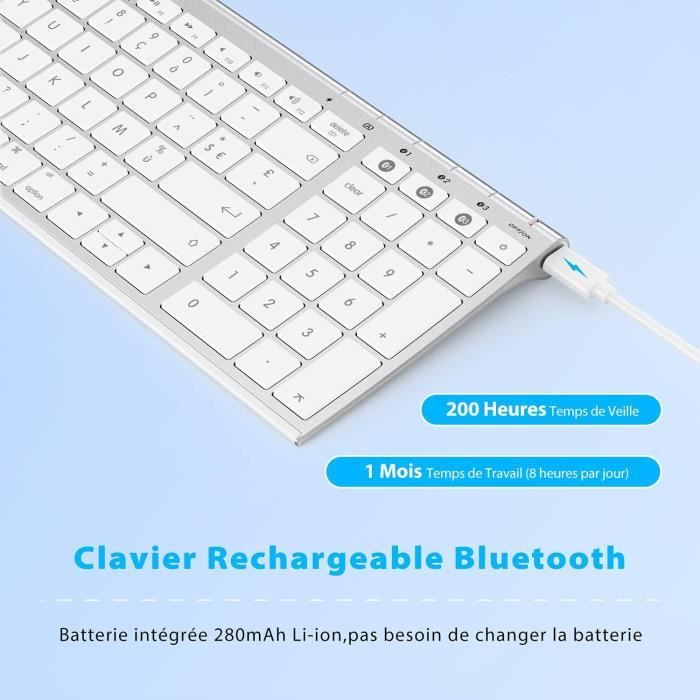Clavier Sans Fil Multi-Dispositifs Pour Macbook, Clavier Bluetooth  Rechargeable Azerty Connecter 1 À 3 Appareils Pour Imac, I[H1080] -  Cdiscount Informatique