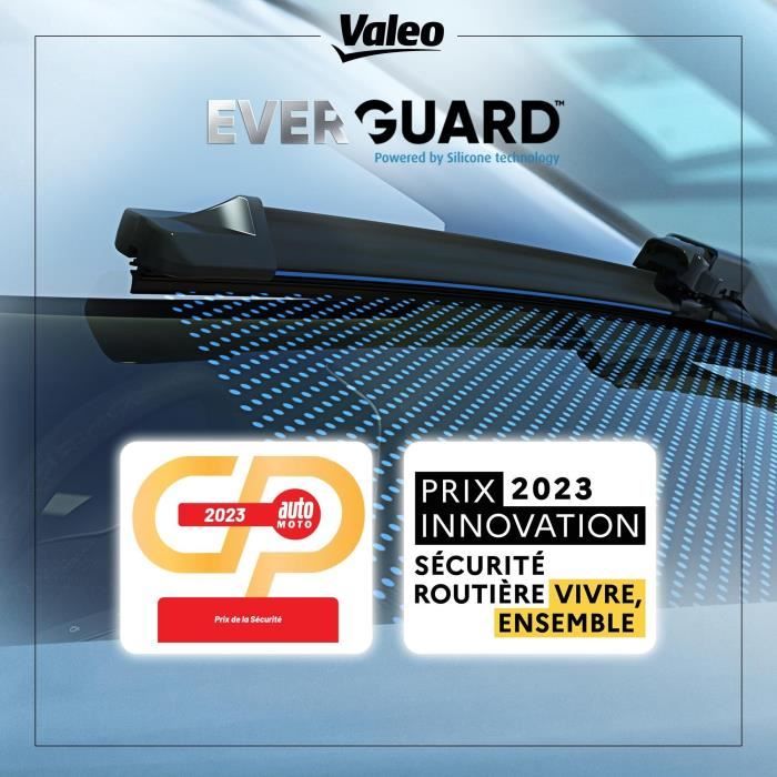 VALEO EVERGUARD VSK11 - Kit De 2 Balais D'essuie-glace Plats En Silicone - 600mm/350mm - Durée De Vie Prolongée X2 - Avant - Pour Fiat 500, Ford Ka, Renault Zoé