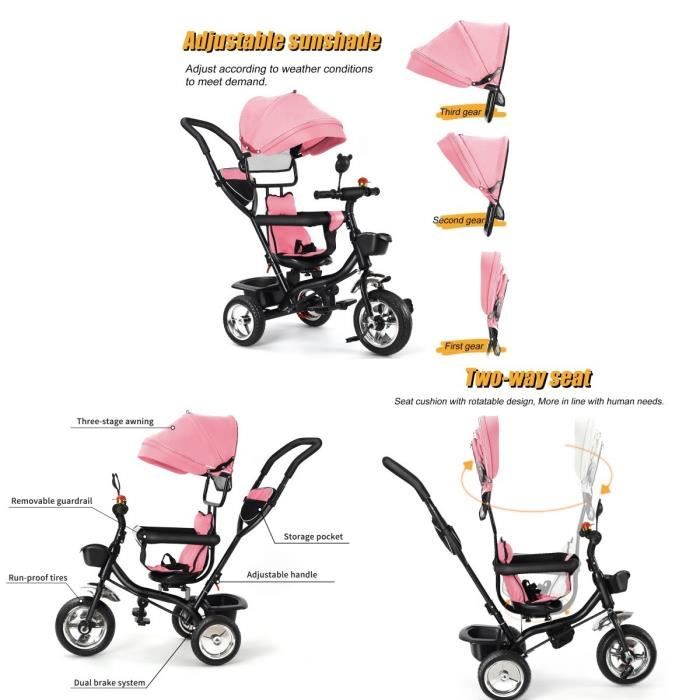 XUANYU 3en1 Tricycle Enfant Évolutif avec Siège Réversible Poussette Enfants Tricycle à Pousser Marchette Enfants avec Espace Rangement, Pare-Soleil, Canne Télescopique et Pédales Pliable (Bleu XUANYU 3en1 Tricycle Enfant Évolutif avec Siège Réversible Poussette Enfants Tricycle à Pousser Marchette Enfants avec Espace Rangement, Pare-Soleil, Canne Télescopique et Pédales Pliable (Bleu