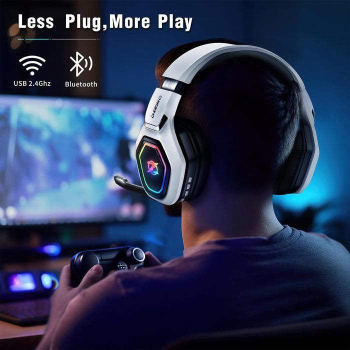 Ozeino Casque Gaming ZW1W – Filaire Blanc Pour PS5, PS4, PC, Switch & Xbox, Avec Micro Intégré