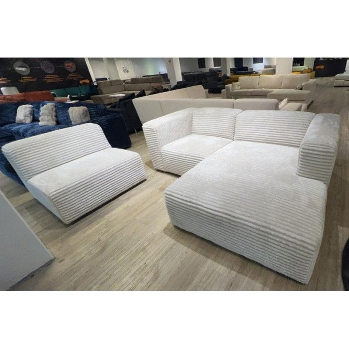Canapé d’angle modulable 5 places PRADIA L Beige - Cdiscount Maison