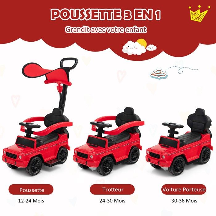 DREAMADE Porteur Bebe, Voiture à Pousser pour Enfant 12-36 Mois, sous Licence Mercedes-Benz, Bouton Musical, 65 x 28 x 38 CM, Charge Max. 25 KG ( Noir DREAMADE Porteur Bebe, Voiture à Pousser pour Enfant 12-36 Mois, sous Licence Mercedes-Benz, Bouton Musical, 65 x 28 x 38 CM, Charge Max. 25 KG ( Noir