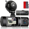 Abask J05 Caméra de Voiture 1080P+1080P DashCam Angle 310° G-sensor HDR Vision Nocturne Infrarouge Surveillance du stationnement-0