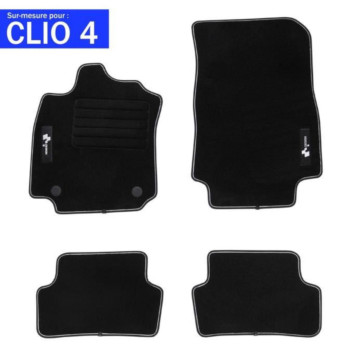 Tapis De Sol Sur Mesure Pour Renault Clio 5 Et Clio 5 E-Tech (après 06/2020) - 2 Pièces Avant, Moquette Noire, Antidérapant