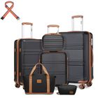 Kono Set de 6 Valises de Voyage Rigide Bagage Cabine (24/51/65/75cm) avec Serrure TSA+Vanity Case + Sac de Voyage 40x30x20cm, Noir