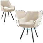 WAFTING Lot de 2 Chaises de Salle à Manger, Fauteuil Pivotantes avec Accoudoirs, Rembourrées avec Dossier en Velours,Beige