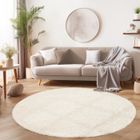 Tapis Salon Shaggy - Marion - Crème - 80 cm Rond Ø - 100% Polypropylène - SIMPEX