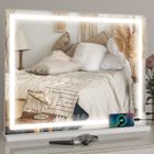 PULUOMIS Miroir de Maquillage Hollywood 70x55cm - 3 Couleurs de Lumière Réglable & Charge USB & Écran Tactile & 10x Loupe - Blanc