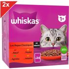 WHISKAS - 48 Sachets fraîcheur en sauce - Les Repas Classiques - pour chat adulte - 4 variétés