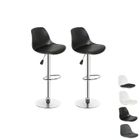 Willonin® 2 X Tabouret de bar en similicuir, Chaise de cuisine avec Dossier et Repose-Pieds, Pivotant 360° et Hauteur réglable, Noir
