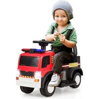 Camion de pompiers électrique pour enfants - COSTWAY - Musique, sirène, gyrophare et klaxon - Rouge