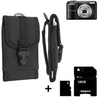 Pochette ceinture - étui pour Nikon Coolpix A10, noir | étui de photo compacts Housse de protection sac + 16GB mémoire - K 175055