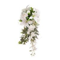 Bouquet de gouttes d'eau de lys musc, fleur artificielle pour demoiselles d'honneur, bouquet de gouttes d'eau pour mariage