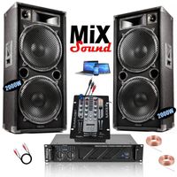 Pack Sono Ibiza Sound 7000W Total 2 Enceintes 2000W - Ampli ventilé 3000W - Table de Mixage - Câbles - Mariage - Soirée - DJ