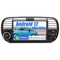 Junsun Autoradio Android 12 2Go+32Go pour Fiat 500(2007-2015) avec 7 '' Écran Tactile Carplay Android Auto GPS WiFi DSP FM
