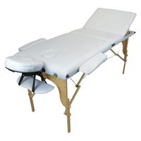 Table de massage pliante 3 zones en bois avec panneau Reiki + Accessoires et housse de transport - Blanc - Vivezen