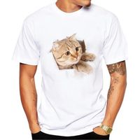 Tee Shirt Homme Manches Courtes Imprimé 3D Chat D'été Casual T-shirt Col Rond Tendance - C8