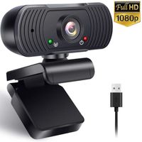 Webcam 1080P Full HD avec Microphone pour Appels Vidéo, Études, Conférences, Enregistrements et USB Caméra Web PC Plug et Play