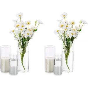 VASE - SOLIFLORE Vase À Fleurs En Verre Cylindrique Transparent, 2 