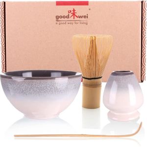 noir convient pour les cérémonies de thé Paliduo Ensemble doutils japonais Matcha en bambou avec cuillère en bambou et fouet en céramique support pour œufs à neige en céramique 