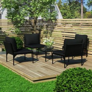 Salon Détente De Jardin Ibiza 180 Cm Noir Et Crème Salon De Jardin Miali En Pvc 2 Fauteuils Un Canape 2 Places