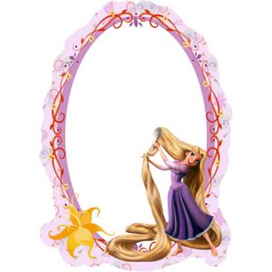 POUPÉE Miroir Princesse Raiponce Disney - Rose - Enfant - Fixations adhésives incluses - 25 x 35 cm