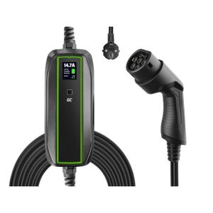 Câble recharge voiture électrique avec prise voiture type 1 / prise borne type  2 - 32A - 10 mètres - Auto Moto Marine/Câble EV de charge voiture - Eurolec