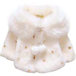 MANTEAU - CABAN Manteau thermique d'hiver bébé fille, manteau en fausse fourrure, manteau d'hiver de style princesse (blanc)