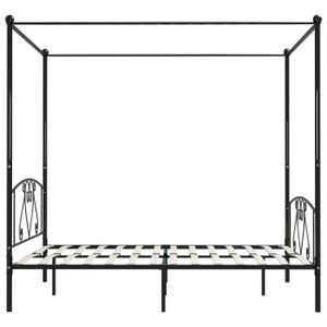 STRUCTURE DE LIT Cadre de lit à baldaquin Noir Métal ZERODIS 200 x 200 cm