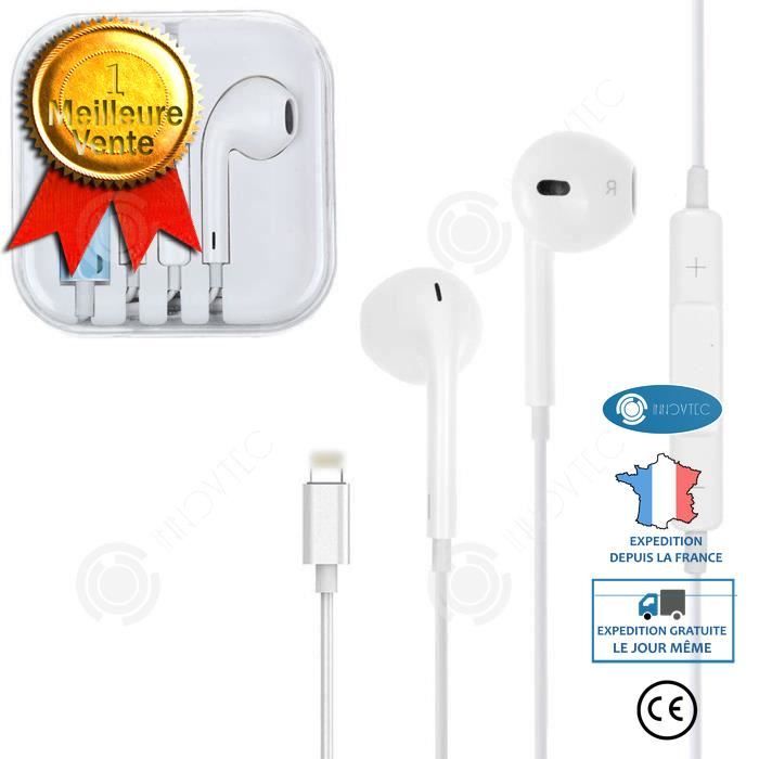 Ecouteurs pour iPhone, Casque antibruit filaires stéréo HiFi avec Micro et  contrôle du Volume intégrés compatibles avec iPhone 14/13/13Pro/12