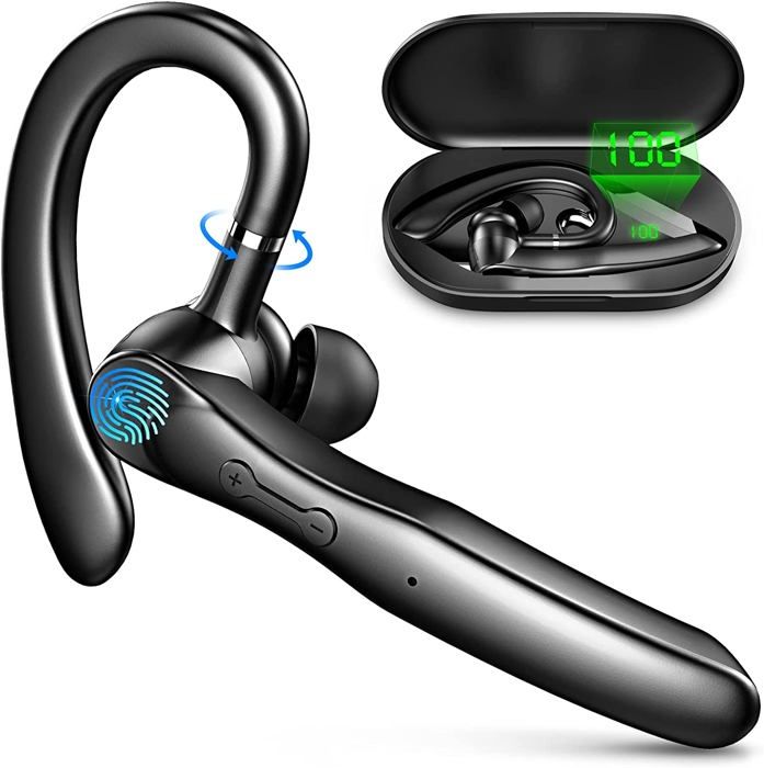 Oreillette Bluetooth avec Microphone, Centre d'appels Oreillettes Bluetooth  Anti-Bruit Micro Serre-tête Extensible Oreillette sans Fil Rechargeable