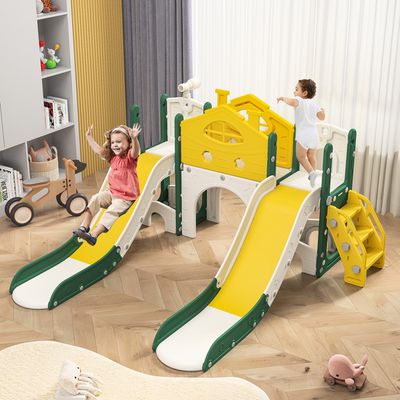 Toboggan 7 en 1 pour enfants avec panier de basket, ensemble de toboggans pour enfants, aire de