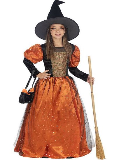 Costume De Sorcière Halloween Pour Fille - Robe, Chapeau Et Accessoires Inclus