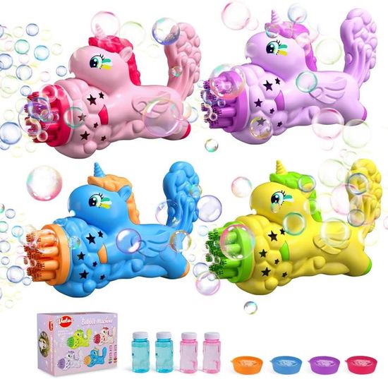 Pistolet à Bulles De Savon Pour Enfants - Machine à Bulles 5000+ Bulles/Min Avec LED, Solution Et Concentré Inclus - Parfait Pour Fêtes Et Anniversaires
