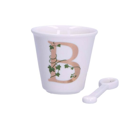 LA PORCELLANA BIANCA Tasse Buchstabe J – Aus Borosilikatglas, 400 Ml, Mikrowellengeeignet