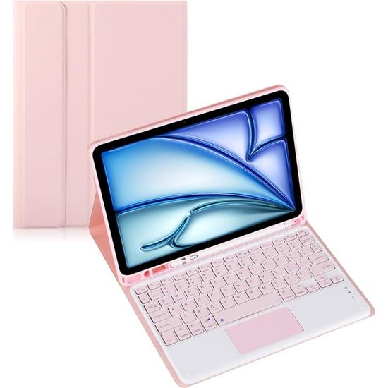 Coque Avec Clavier AZERTY Bluetooth Pour Redmi Pad 2 11" (2025) - Clavier Magnétique Détachable Rose