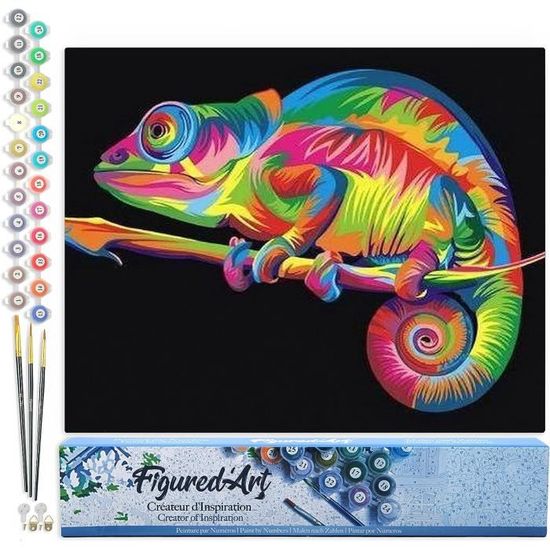 Figured'Art – Peinture Par Numéros Adulte Carlin Pop Art – 40x50 Cm Sans Châssis – Kit Complet : Toile, Peintures Acryliques, 3 Pinceaux – Loisir Créatif Anti-stress