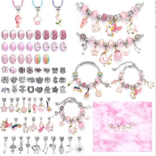 Victse Licorne Cadeau Fille 5-13 Ans, 150 Pièces Kit Fabrication Bijoux Enfant, Bijoux Enfants