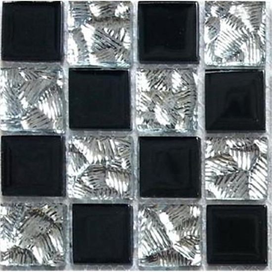 Offre proposée pour lachat dun petit échantillon. MT0093 sample Carrelage mosaïque en verre Argent et Noir 
