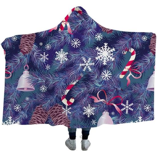 Couverture à Capuche Skzoo - 146x84 Cm, Loup Motif, Polyester Doux, Pour Lit, Canapé, Voiture, Bureau