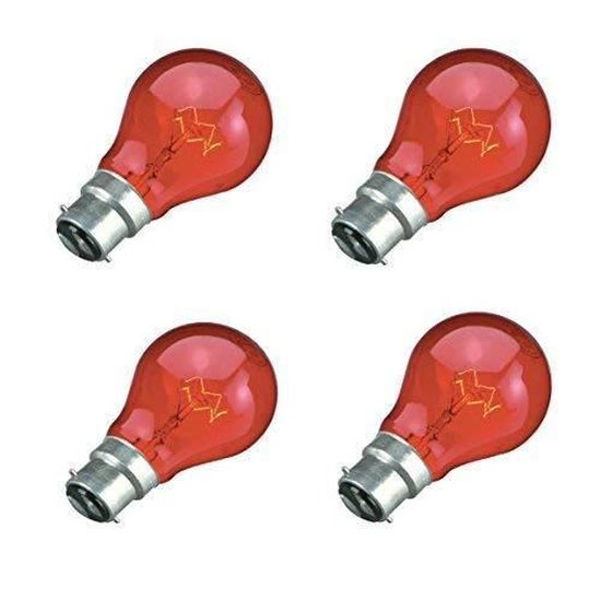 4 ampoules rouges à 60 W, pour cheminées électriques à effet de flamme, BC B22