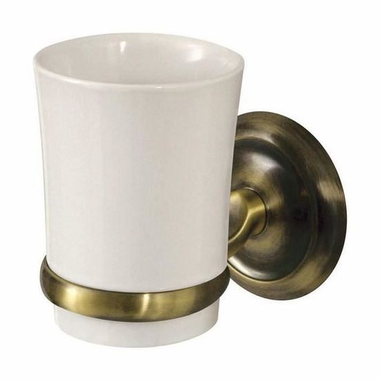 Porte-brosse à Dents, Porte-brosse à Dents Antique Avec Tasse En Céramique, Support Mural En Laiton Pour Salle De Bain