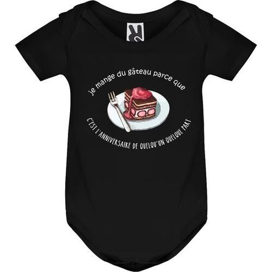 Body Bebe Manche Courte Bebe Garcon Noir Je Mange Du Gateau Fond Noir Noir Cdiscount Pret A Porter