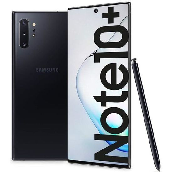 Samsung Galaxy Note10 + Smartphone, Écran 6.8 ", 256 Go extensible, 12 Go de RAM, Batterie 4300 mAh, 4G, Double SIM, Android 9 Pie,