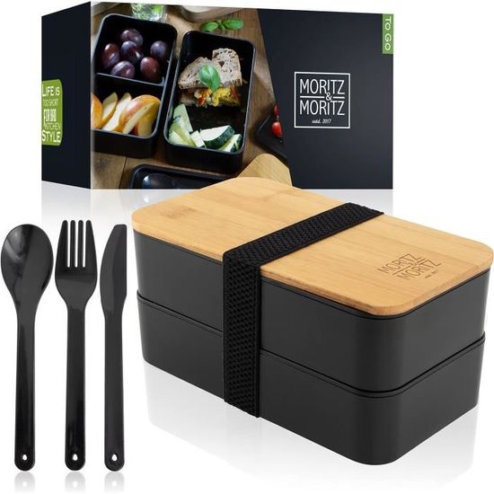 Gemi Bento Lunch Box Compartimentée 1330ml Avec Couverts - Anti-Fuite, Sans BPA, Idéale Adulte & Enfant