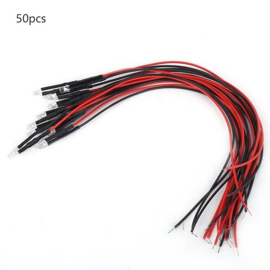 254/50# LED 3mm 12v Pré-câblé Bleu 50pcs - Pre Wired LED Blue 3mm - Foto 3